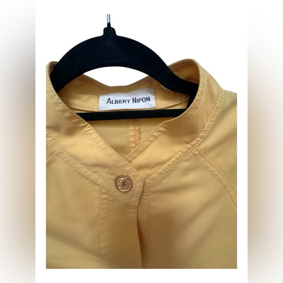 ✨ Vintage Designer Albert Nipon Long Yellow Duster/Trench - Picture 9 of 14
